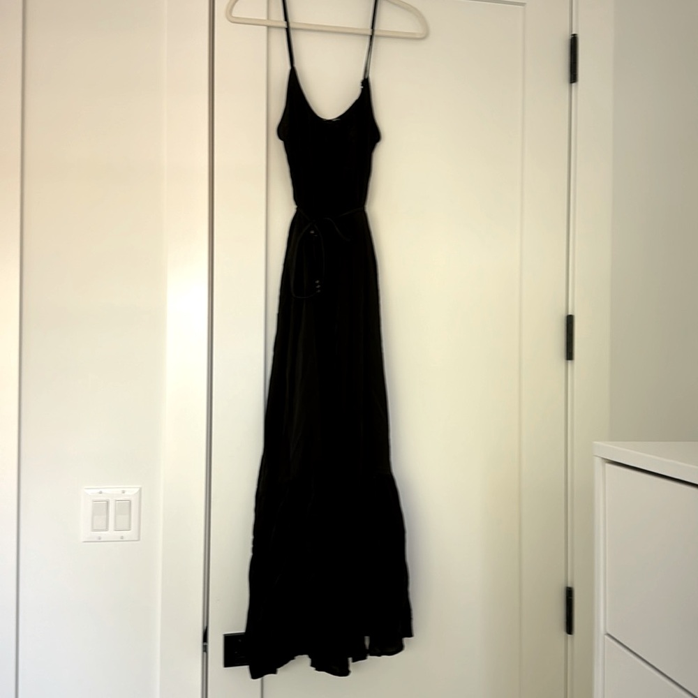 NWT Jcrew Black Flowy Dress with tie waist - Picture 4 of 6
